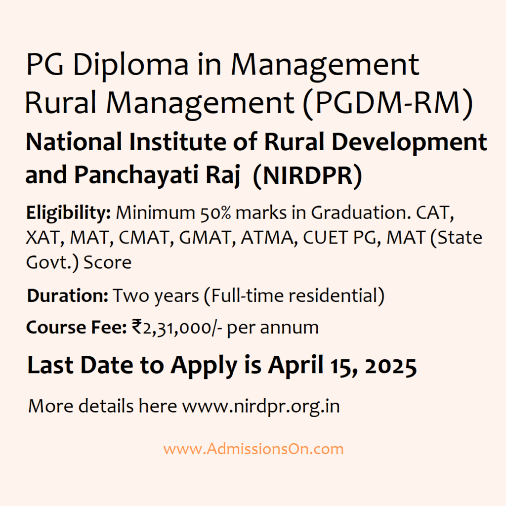 NIRDPR PGDM RM - Admission notice