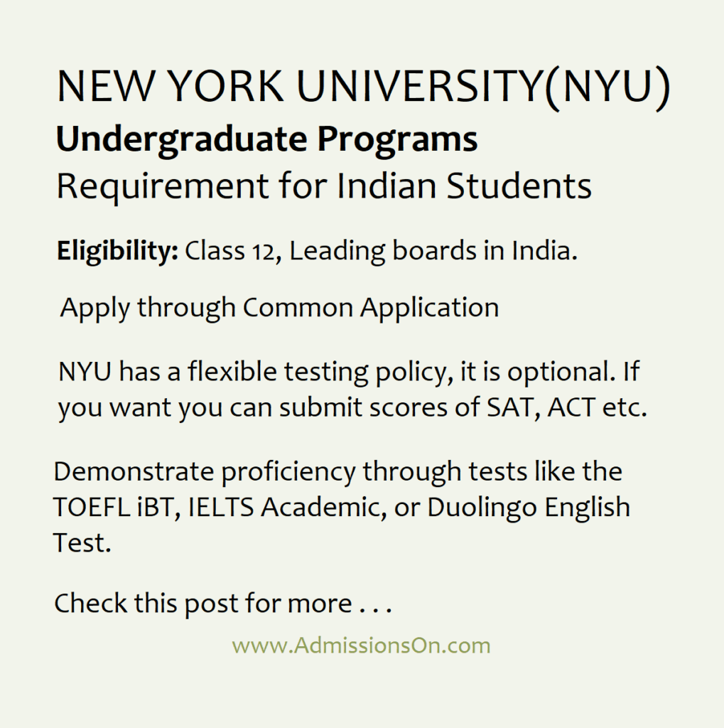 NYU Requirements for Indian Students