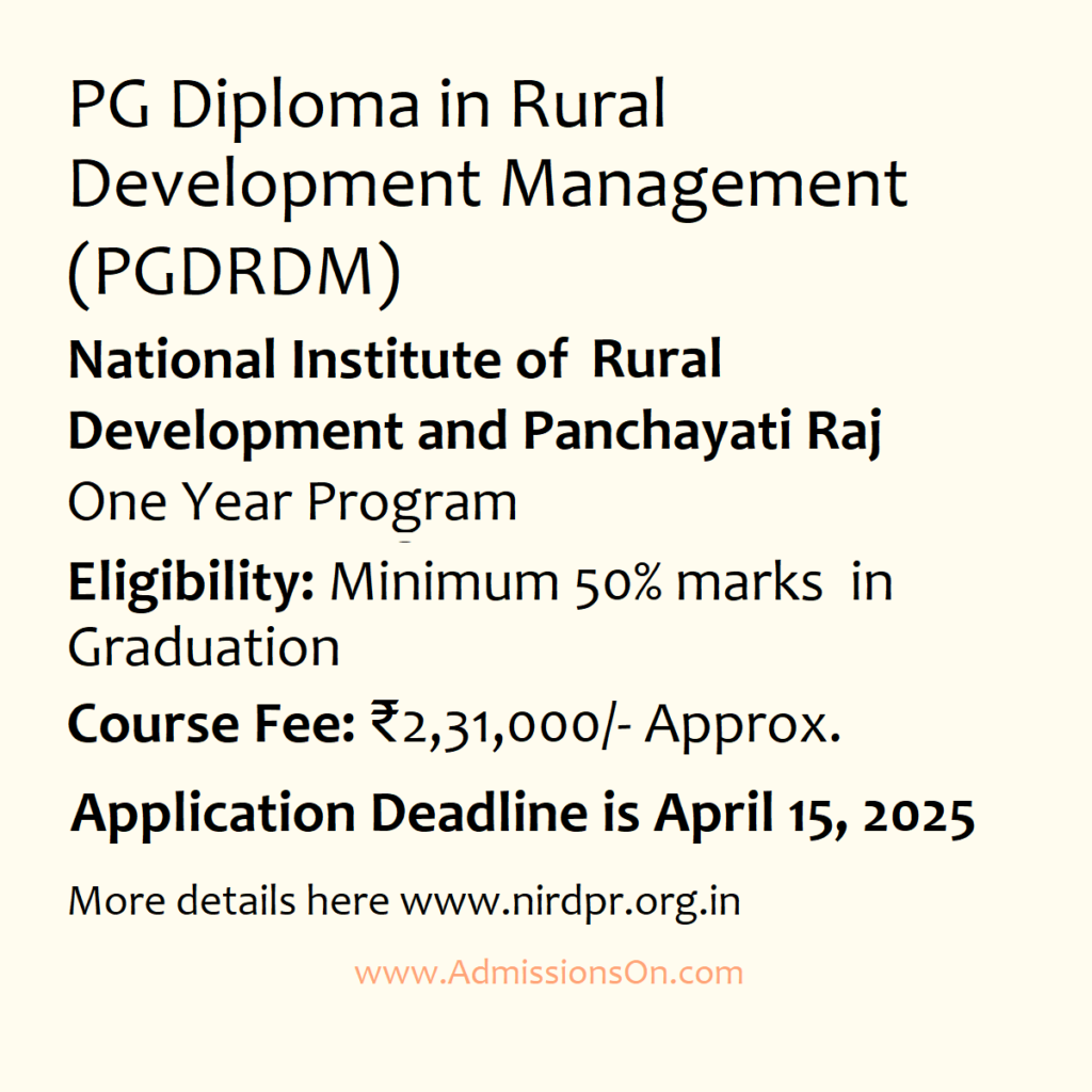 PG Diploma in Rural Development Management Admission Notice