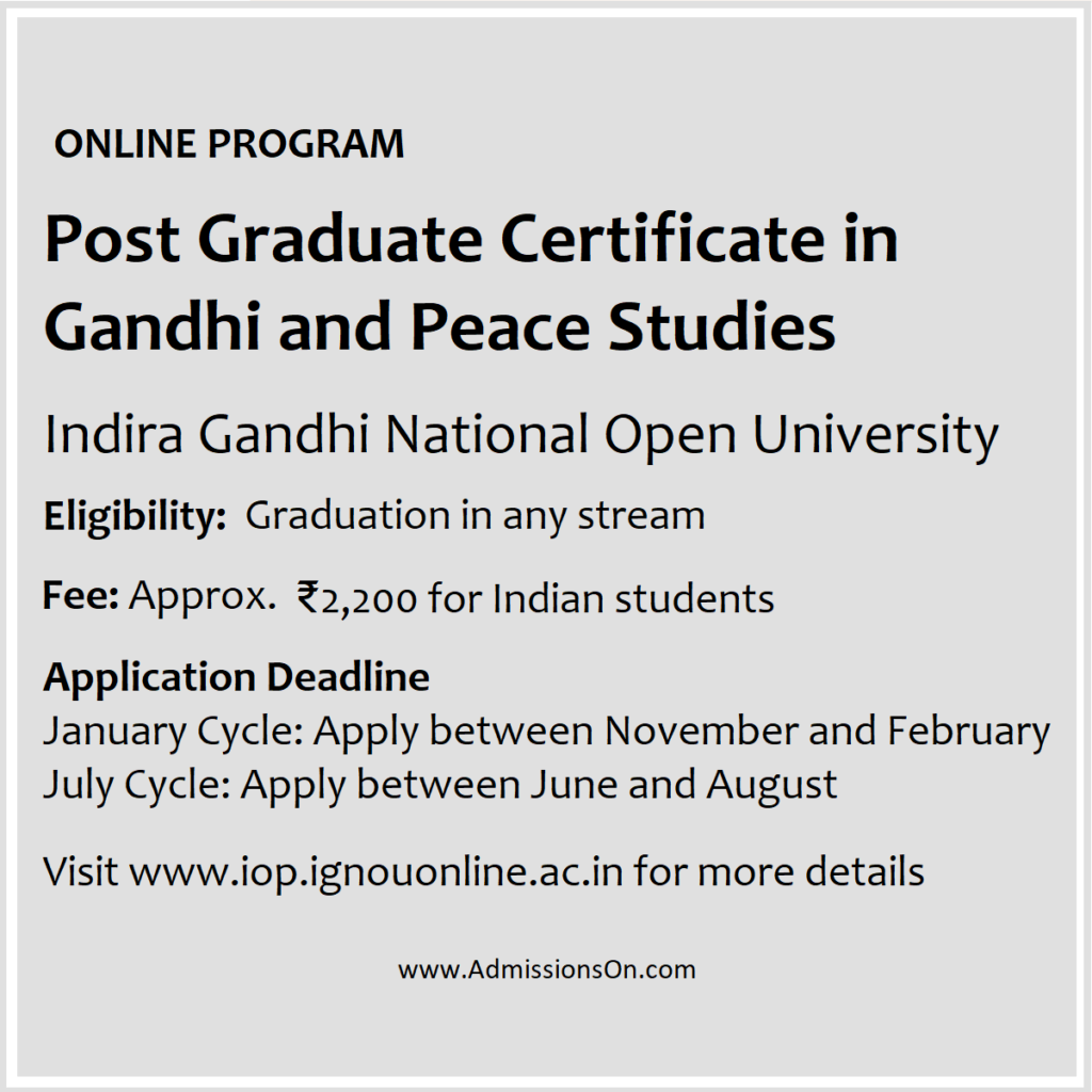 Post Graduate Certificate in Gandhi and Peace Studies