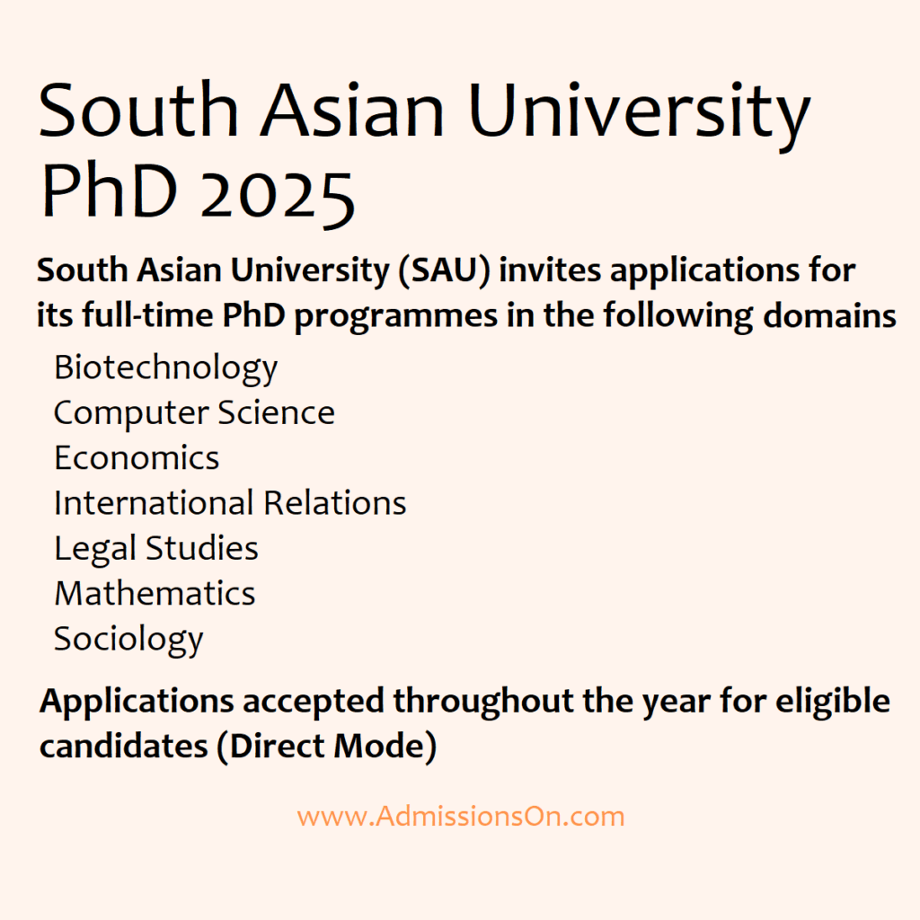 South Asian University PhD 2025 Notice