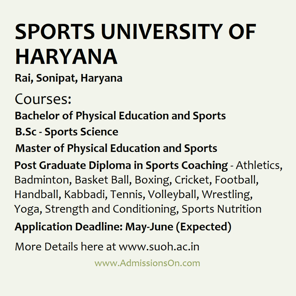 Sports University Haryana Courses Information