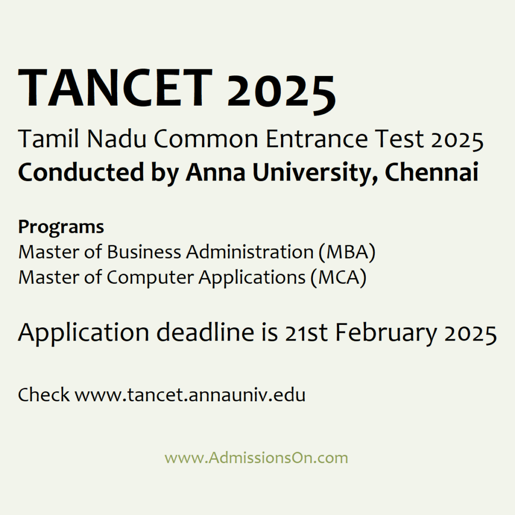 TANCET 2025 Deadline and other details