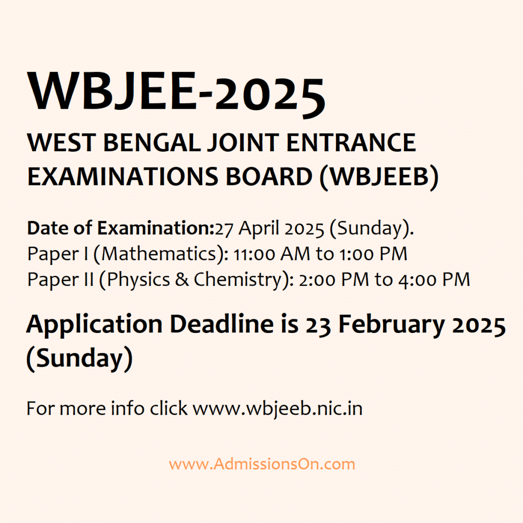 WBJEE 2025 Last Date and other details