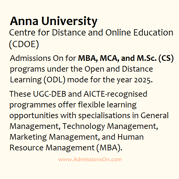 Anna University Distance Learning Courses 2025