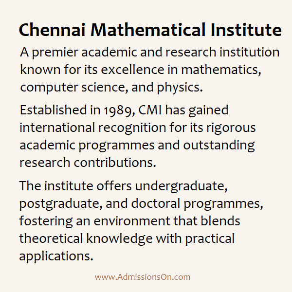 Chennai Mathematical Institute Courses NOTICE