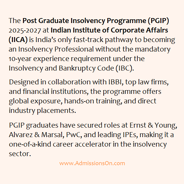 Post Graduate Insolvency Programme (PGIP) 2025-2027