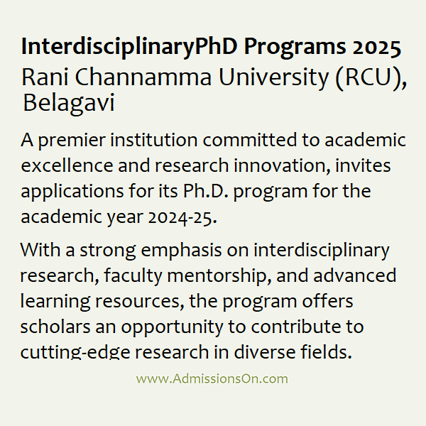 Rani Channamma University RCU PhD 2025 Programs